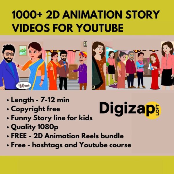 1000+ 2D cartoon story for kids(Length 7-12 Min For Youtube)