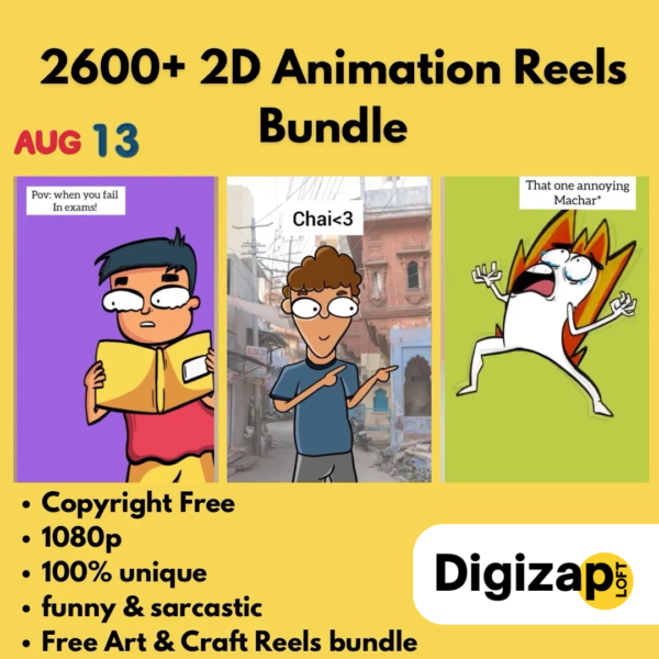 2600+ 2D Animation Reels bundle Hindi